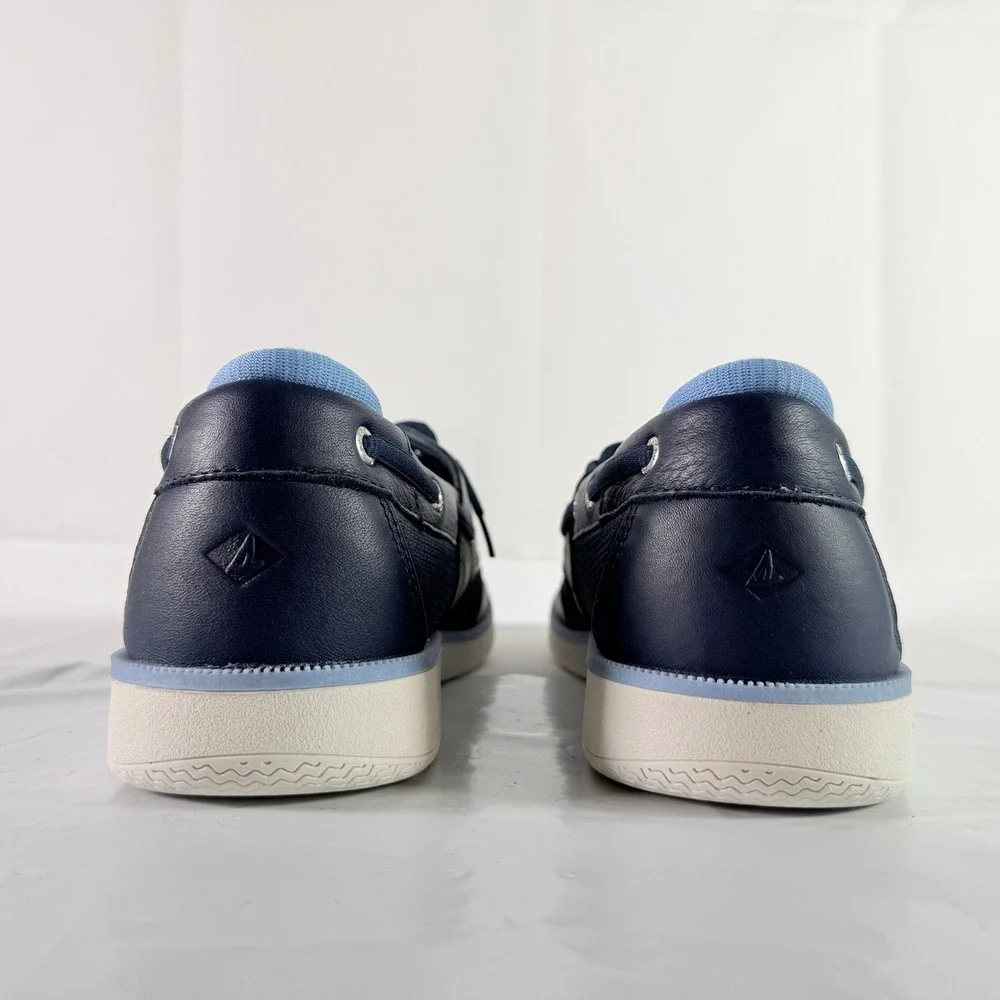 Sperry Surveyor 2-Eye Navy Blue Leather Mesh Boat Shoes Men's Size 13 M New